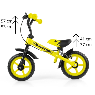 Rowerek biegowy Dragon z hamulcem yellow